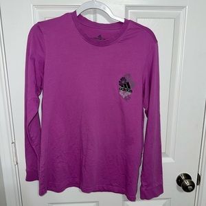 Adidas Shirt Women's L Purple Amplifier Tee Long Sleeve‎ Floral Ladies